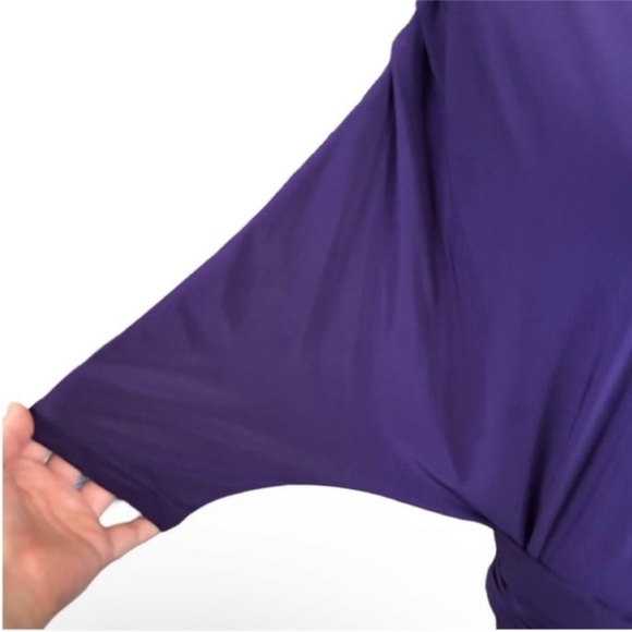 Mark & James Badgley Mischka Purple Jersey Knit Belted Dress 70s Style Party XS - Picture 6 of 10